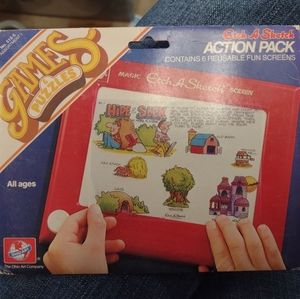 Vintage ETCH A SKETCH ACTION PACK 6 Games & Puzzles Accessory 1981, Retro Toys
